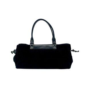 Kate Spade New York Black Velvety Corduroy Leather Trim Quinn Satchel